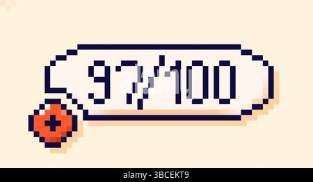 Percentage line bar drawn in pixel art 8 bit style. Stock Vector