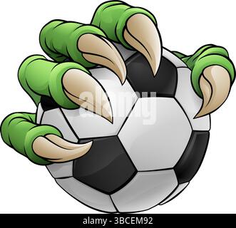 Soccer Football Ball Claw Cartoon Monster Hand Stock Vector