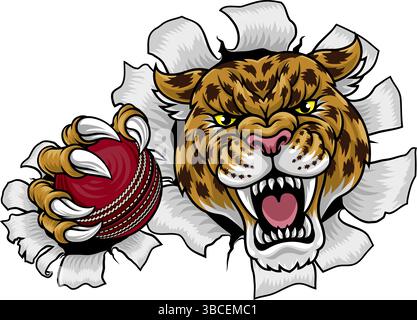 Jaguar Leopard Cheetah Panther Cricket Mascot Stock Vector