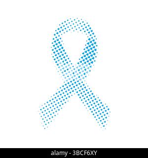 Prostate cancer blue ribbon made from tiny hearts, cancer awareness, men's health support campaign Stock Vector