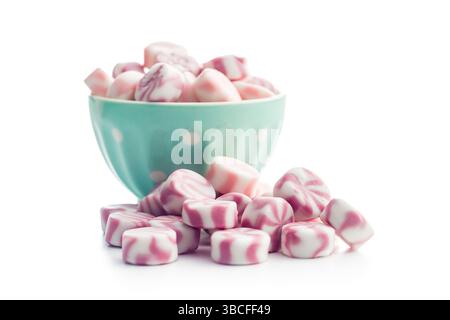 Colorful striped candies isolated on a white background. Stock Photo