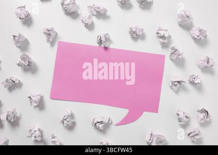 Paper Wraps Placed Around Important Information. Crumpled Memos With Data Stock Photo