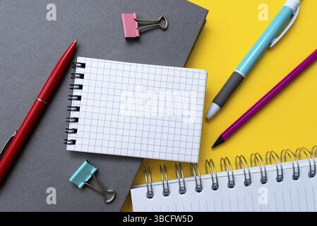Flashy School And Office Supplies, Bright Teaching And Learning Collections Stock Photo