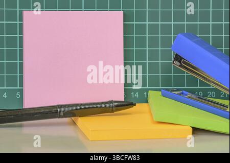 Multiple Assorted Collection Office Stationery Photo Placed Over Table Stock Photo