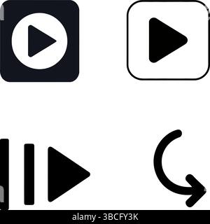 10 Media Control (Play, Pause, Stop, Record) Icons Set: Simple Vector Graphics Stock Vector