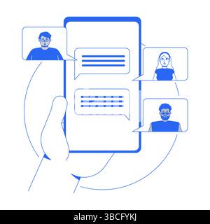 Group chat line onboarding ui illustration Stock Vector