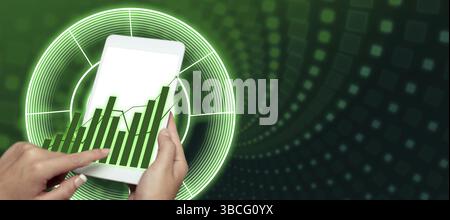 Hand holding mobile phone with important new information on display Stock Photo