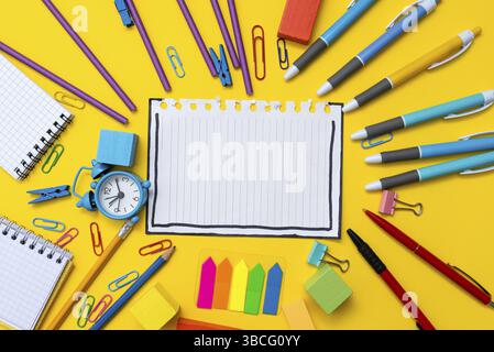 Flashy School And Office Supplies, Bright Teaching And Learning Collections Stock Photo