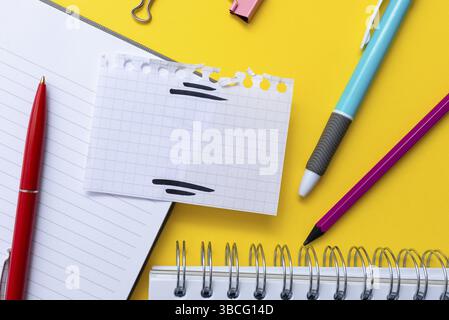 Flashy School And Office Supplies, Bright Teaching And Learning Collections Stock Photo