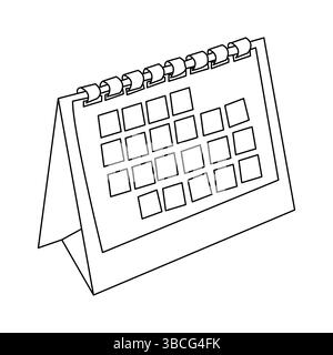 Continuous one line art drawing of table calendar vector icon Stock Vector