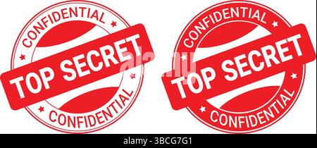 red circular top secret and confidential stamps with bold text used for classified document labels Stock Vector