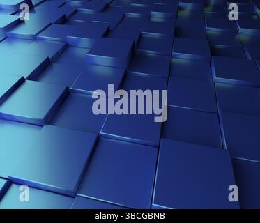 Abstract blue background with metallic cubes Stock Photo