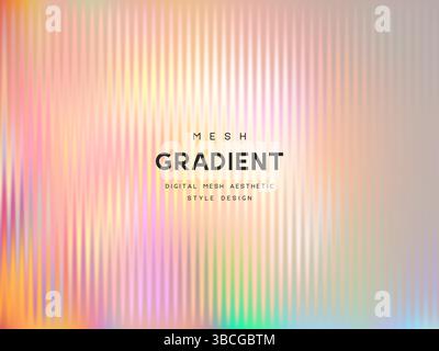 Pastel Mesh Gradient Background with Vertical Stripes, Abstract Soft Vector Stock Vector