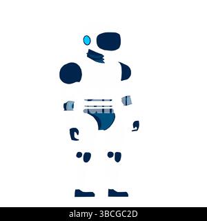 Vector illustration of a stylized robot for technology concepts. On a transparent or white background. Stock Vector