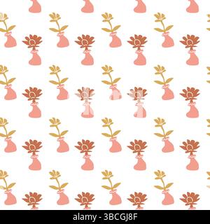 Boho summer elements pattern with floral motifs for creative projects. Stock Vector