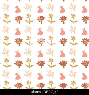 Boho summer elements with botanical patterns for design projects. Stock Vector