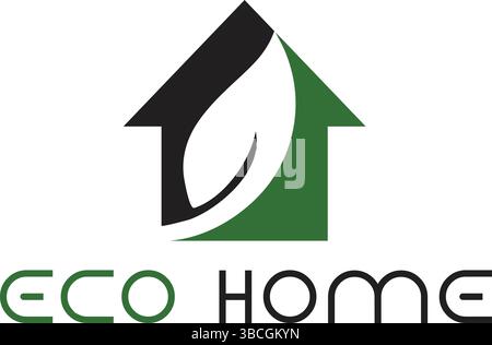 Eco Home Logo Design Template Environmentally Friendly Cleaning Service Air Green House Real Estate Symbol Natural Logotype Graphic Leaf Stock Vector
