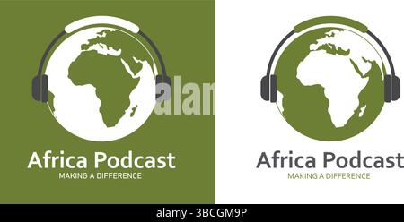 Africa World Eco-Friendly Podcast Music Broadcast Talk Speech Professional Template Editable Logo Design Symbol Vector EPS 10 Stock Vector