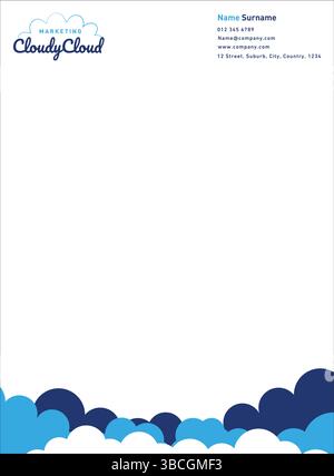 Cloud Letterhead Frame Logo Template Sky Aeroplane Air Travel Pilot Creative Dream Sleep Matrass Candy Floss Boarder Banner Isolated Network Computer Stock Vector