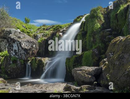 A view of the Upper Falls of the Loup of Fintry in the central lowlands of Scotland Stock Photo