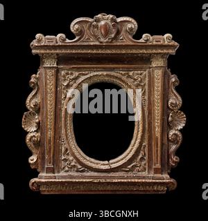 Ornate Tabernacle Mirror Frame - Antique Religious Decor Detail - 16th Century Style Stock Photo