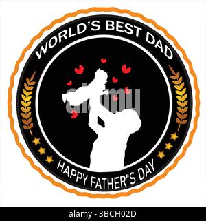 Happy Father’s Day Banner Vector – Gold Glitter Text Design, Editable & Layered Elements Stock Vector