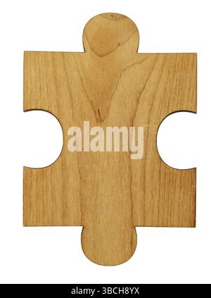 One piece of wooden puzzle on a white background Stock Photo