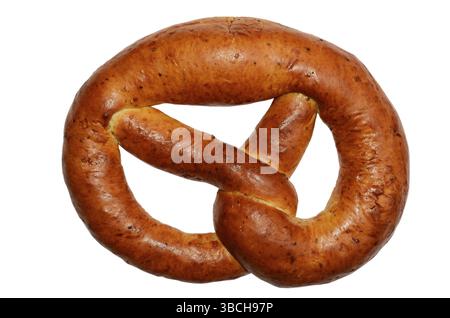 Ruddy fresh pretzel on a white background Stock Photo