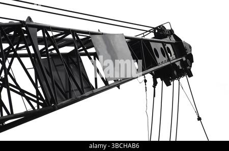 A close view of the top end of a crane Stock Photo