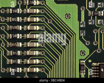 Macro image of an integrated electronic circuit board Stock Photo