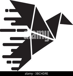 Adobe Illustrator ArtworGeometric Origami Bird with Digital Glitch Effect – Monochrome Vectork Stock Vector