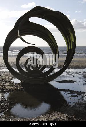 Mary's Shell sculpture on Cleveleys beach at low tide,part of the ...