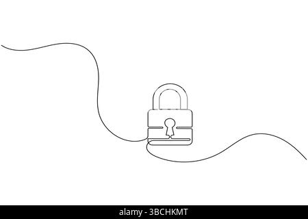 Lock icon minimalist style single line art isolated vector drawing ...
