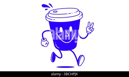 Coffee cup, funny character mascot Stock Vector