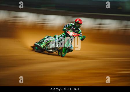WARSZAWA, POLAND – MAY 17, 2025: Orlen Oil FIM Speedway Grand Prix of Poland in PGE Narodowy 2025. In photo Patryk Dudek (16, Poland). Stock Photo