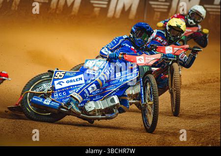 WARSZAWA, POLAND – MAY 17, 2025: Orlen Oil FIM Speedway Grand Prix of Poland in PGE Narodowy 2025. In photo Bartosz Zmarzlik (95, Poland). Stock Photo