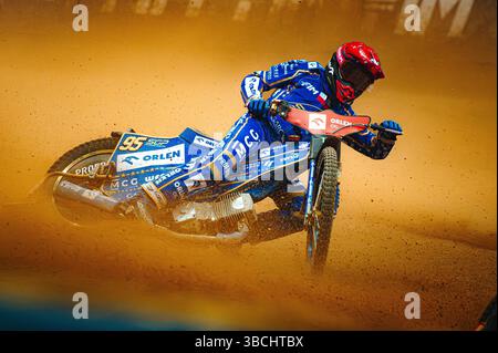 WARSZAWA, POLAND – MAY 17, 2025: Orlen Oil FIM Speedway Grand Prix of Poland in PGE Narodowy 2025. In photo Bartosz Zmarzlik (95, Poland). Stock Photo