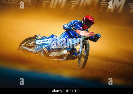 WARSZAWA, POLAND – MAY 17, 2025: Orlen Oil FIM Speedway Grand Prix of Poland in PGE Narodowy 2025. In photo Bartosz Zmarzlik (95, Poland). Stock Photo