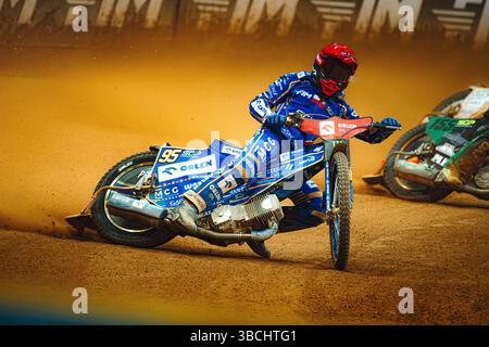 WARSZAWA, POLAND – MAY 17, 2025: Orlen Oil FIM Speedway Grand Prix of Poland in PGE Narodowy 2025. In photo Bartosz Zmarzlik (95, Poland). Stock Photo