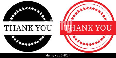 Thank You Labels – Circular Vector Stickers with Bold Typography Stock Vector