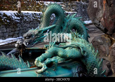 Traditional japanese dragon fountain in Nikko, Japan. Traditional ...