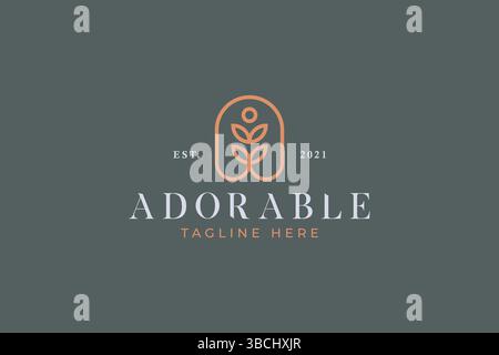 Simple Minimalist Fashion Brand Logo Natural Concept Stock Vector