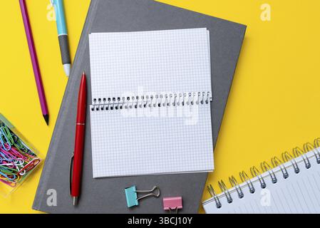 Flashy School And Office Supplies, Bright Teaching And Learning Collections Stock Photo