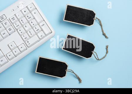 Collection of Blank Empty Sticker Tags Tied With A String For ...