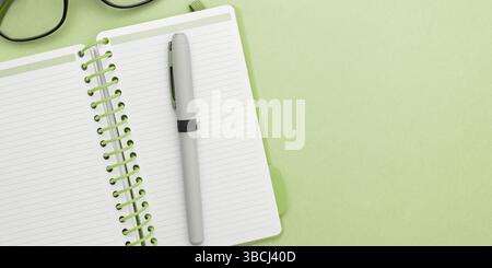Office Supplies, Stickers, Notebooks Pens Pencils Rullers Marckers Stock Photo