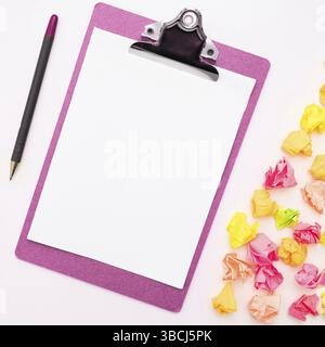 Paper Wraps Placed Around Important Information. Crumpled Memos With Data Stock Photo