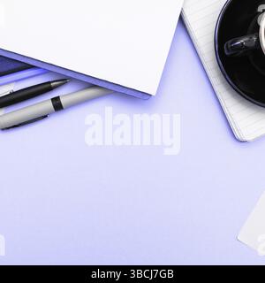 Office Supplies, Stickers, Notebooks Pens Pencils Rullers Marckers Stock Photo