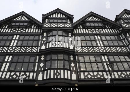 Traditional old Tudor English style half timbered buildings in Chester city centre Stock Photo