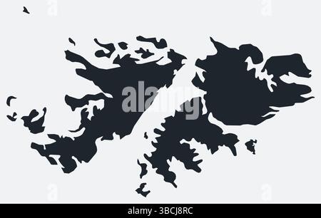 Falkland Islands map. Just a simple border map. Shape of the country. Flat blank Falkland Islands outline. Vector boundary illustration. Stock Vector