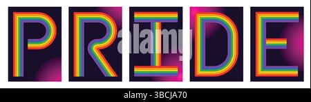 Pride Month Celebration Posters, Vibrant Abstract Background & Banner, Set of Colorful Pride Poster Designs Stock Vector